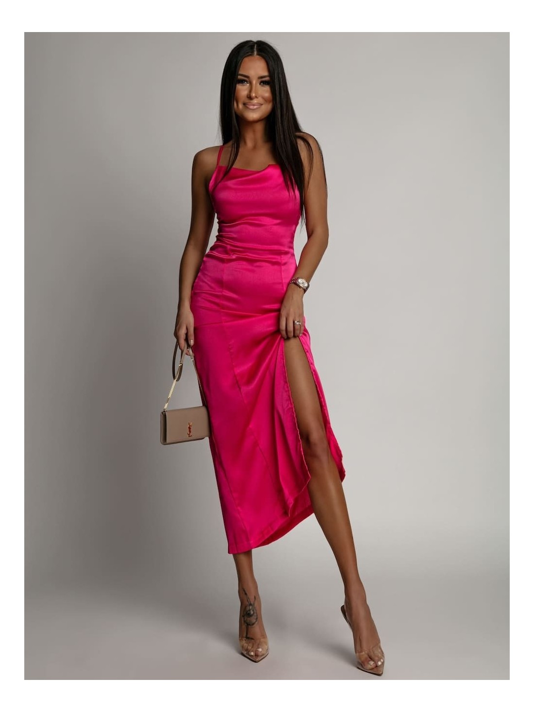 Rochie senzuala cu spatele deschis fuchsia FG644 - Magazin online - Boutique